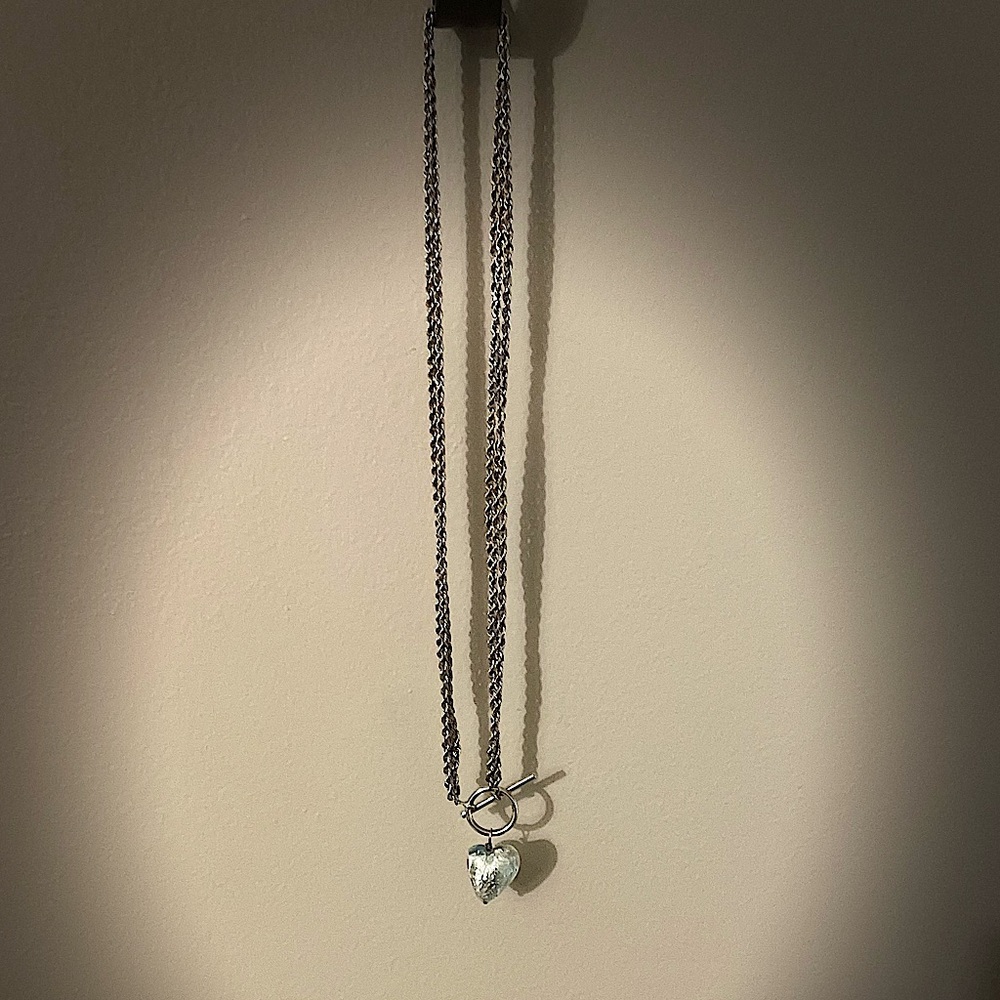 14k Solid White Gold Tiffany Blue Heart necklace